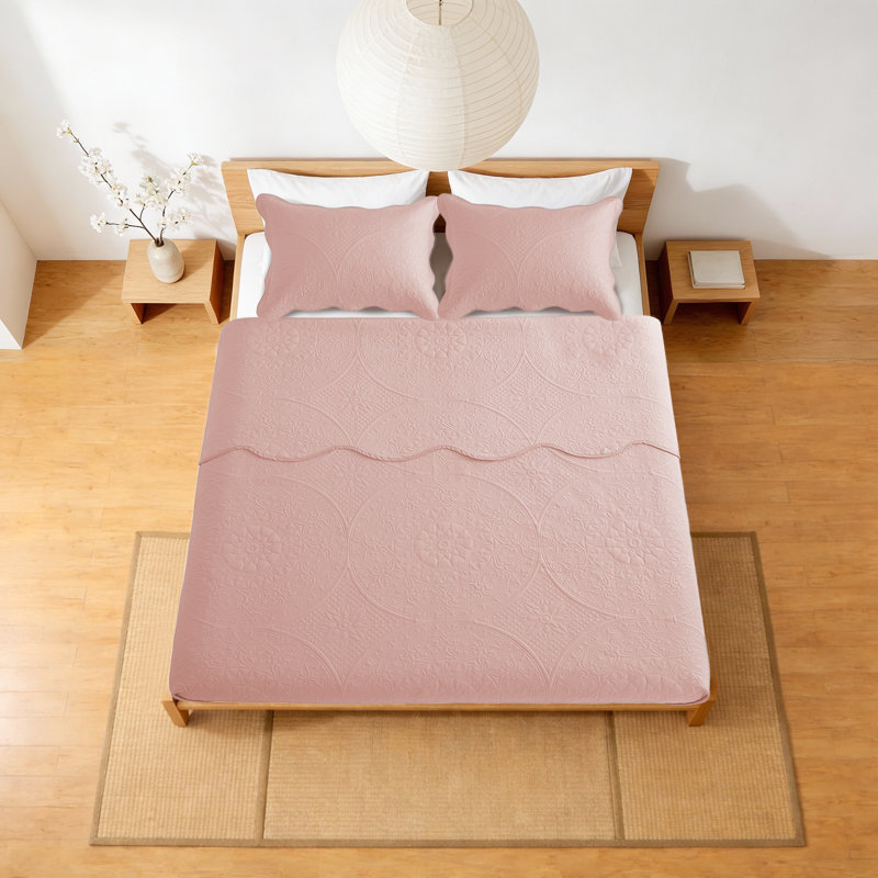Ensemble de couvre-lit surdimensionné à motif floral en relief Moonlight, Pêche