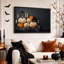 Art mural sur toile sculpté citrouilles blanches et oranges avec bougies allumées-603659828