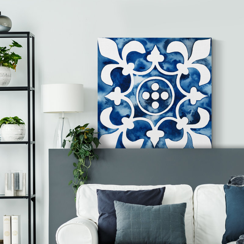 «Cobalt Tiles III», reproduction sur toile tendue, H 24 po x l 24 po x P 1 po