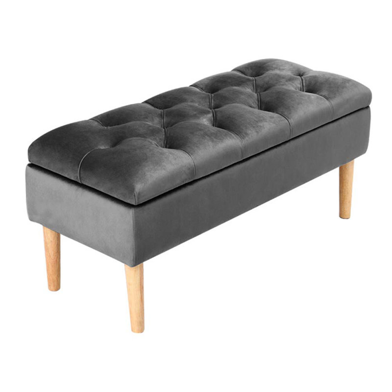 Jase Upholstered Storage Bench, Grey