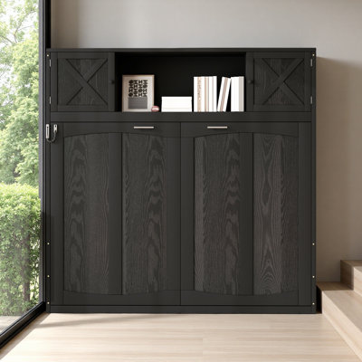 Lit escamotable double avec armoires de rangement