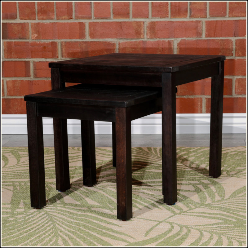 Versatile 2-Piece Eucalyptus Nesting Table Set For Outdoor Spaces
