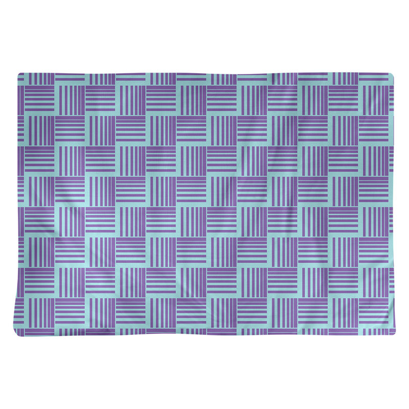 Napperon en coton à rayures de 18 po classique Baskettressées, Sarcelle / Mauve, polyester