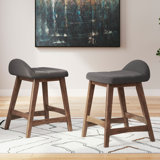 Munana Upholstered Counter Stool with Solid Wood Frame