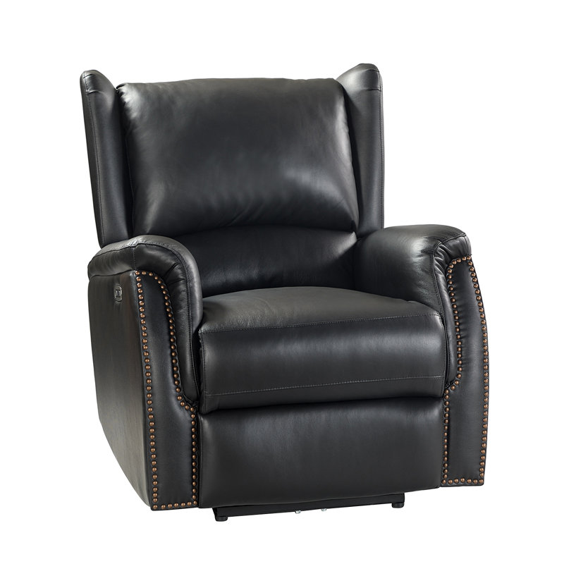 Fauteuil inclinable électrique en cuir véritable Domingo, Noir