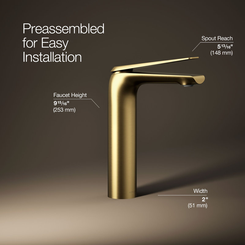 Avid Single-Handle Bathroom Sink Faucet, Vibrant Brushed Moderne Brass