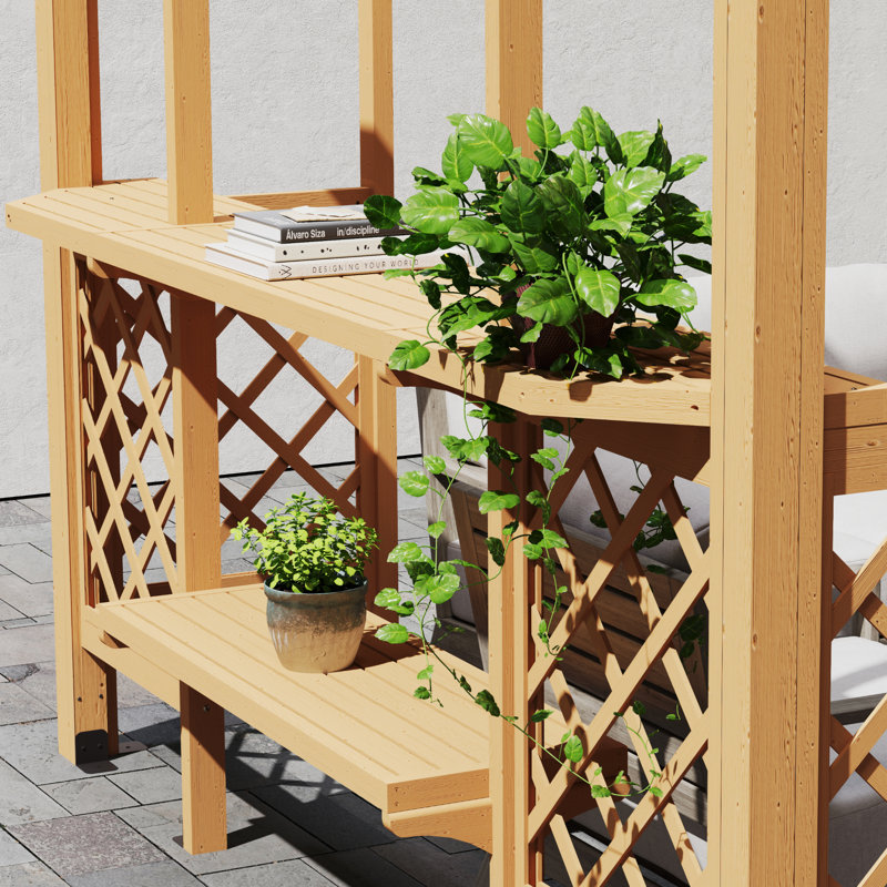 Outdoor Wood Pergola, Wooden Grape Trellis For Backyard, Garden And Patio, Natural