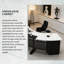 Bureau blanc minimaliste irrégulier avec plateau incurvé, rangement multifonctionnel et structure stable-1291476577-1291476591