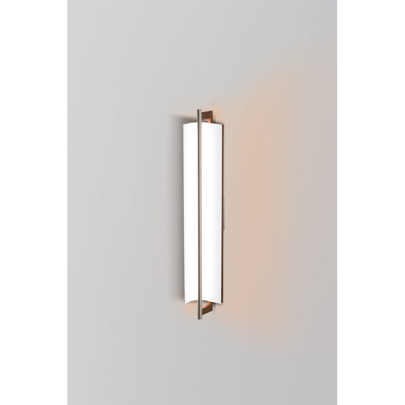 Allavo 31" Dimmable LED Bath Sconce, Brushed Aluminum/Walnut, Textured White, 3500K - 277V AC