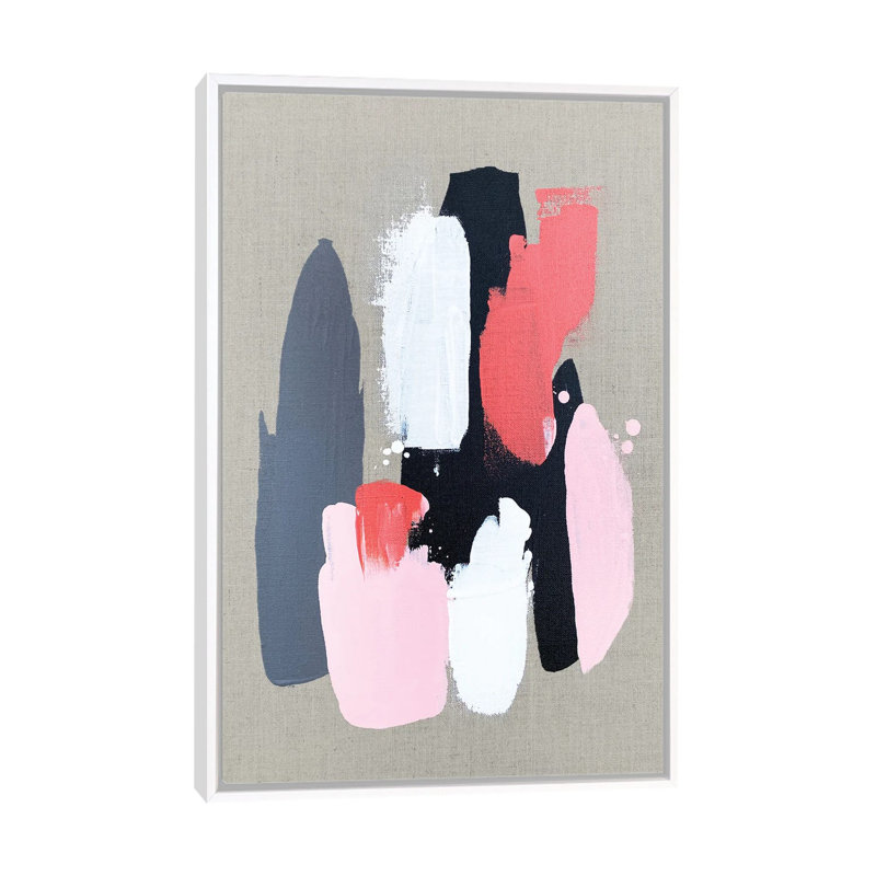 Pink Black and Grey III 1 Piece Wall Art on Canvas, 66.04 cm H x 45.72 cm W, White Framed
