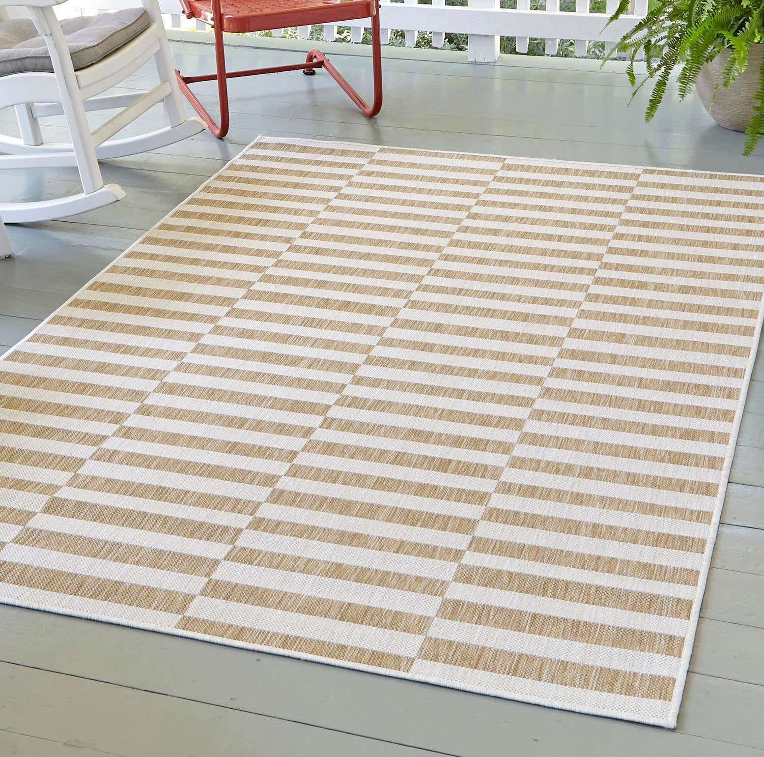 Robinson Taupe Ivory Outdoor Rug, Rectangle 10' x 14'1"