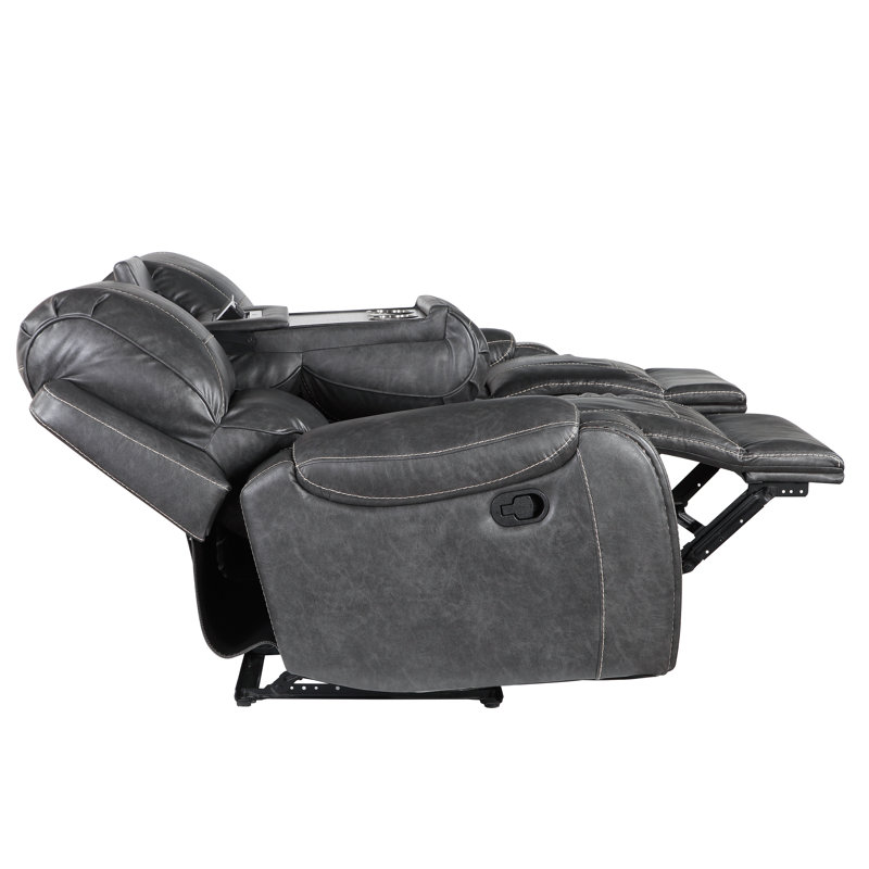 Canapé inclinable avec accoudoirs en similicuir 86 po Wakita, Gris
