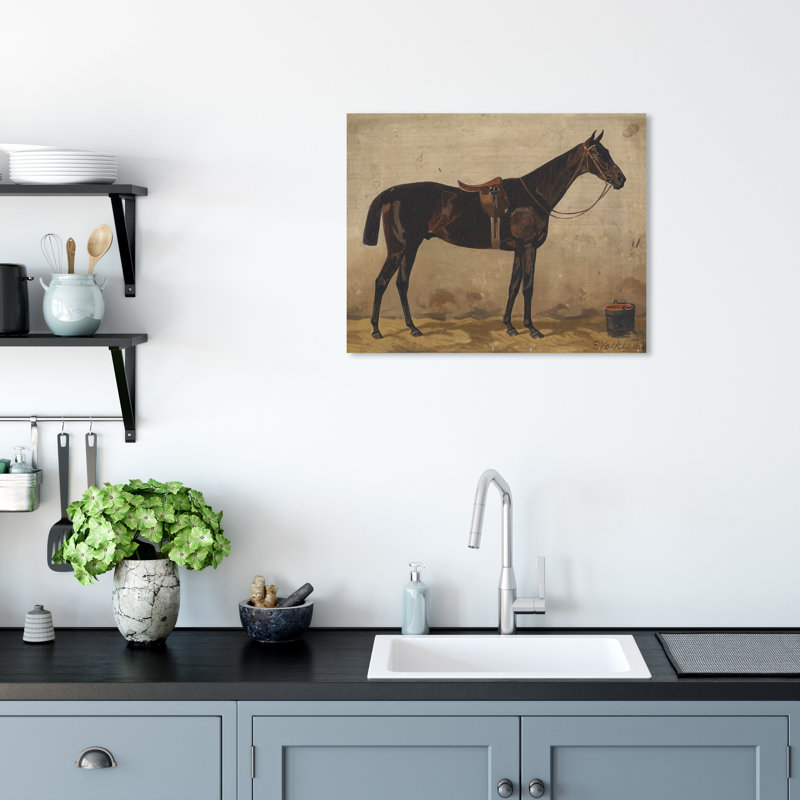 Brauner Im Stall Farm Animals by Emil Volkers - on Canvas, Wrapped Canvas, 17" H x 20" W