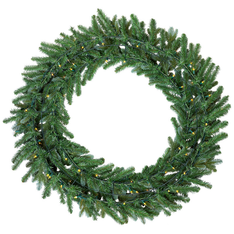 Couronne de Noël épinette artificielle bleue pré-éclairée, H 48 po x l 48 po x P 8 po