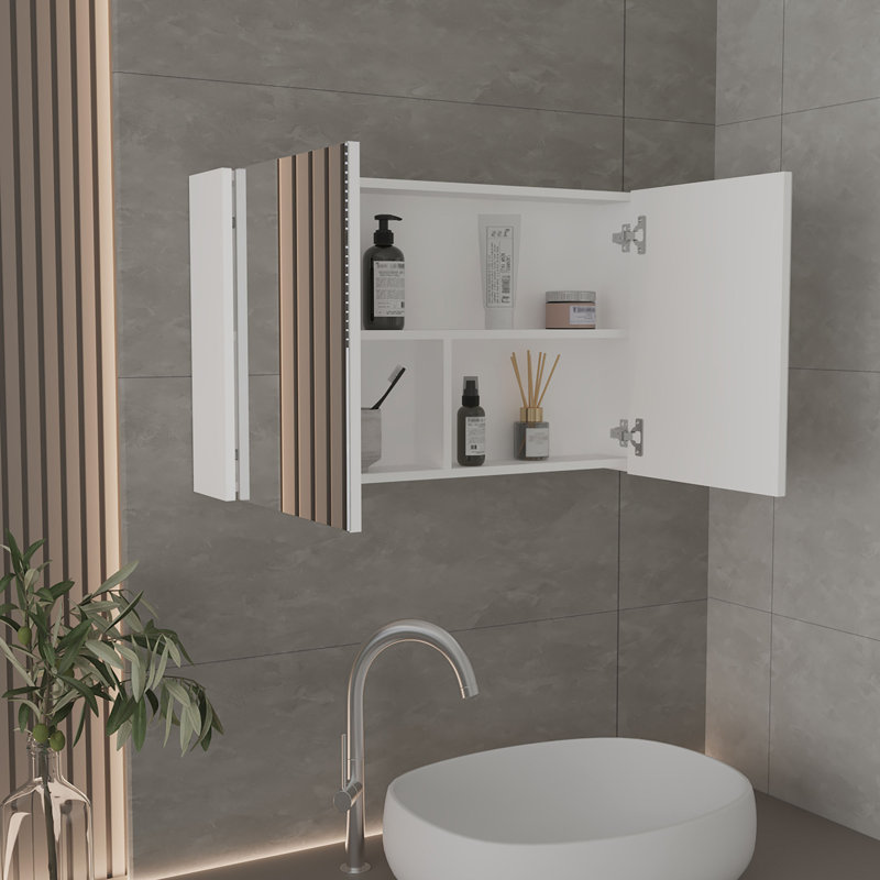 Pharmacie H 19,70 po, avec 2 portes, 3 tablettes, 2 miroirs, , Blanc