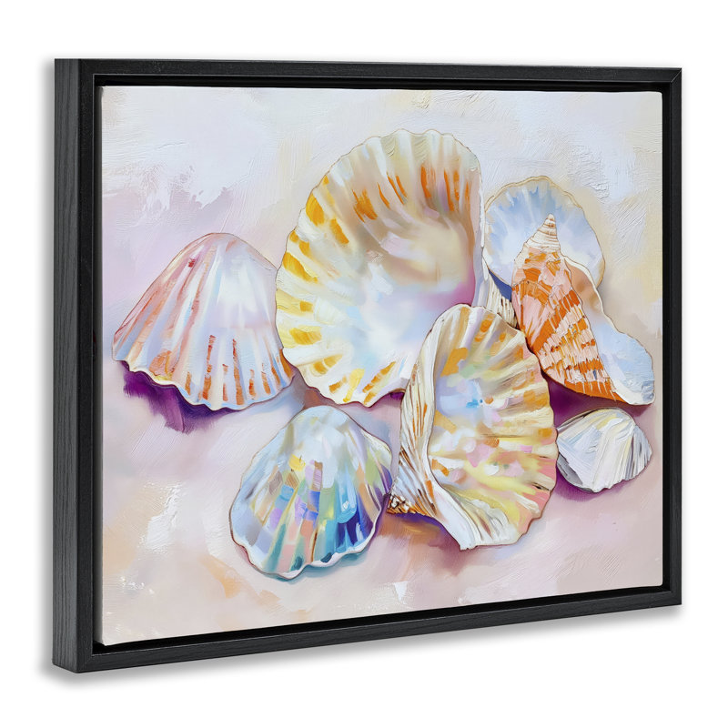 Cadre flottant Pile of Seashells, par Arlington Prints, Cadre flottant noir de jais, H 17 po x l 21 po