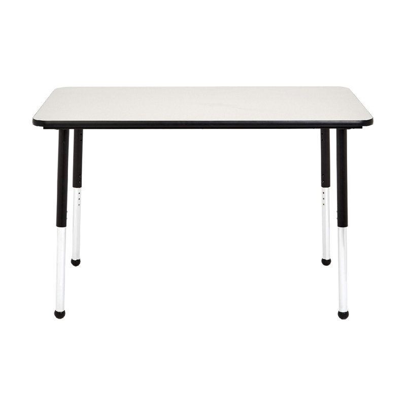 Adjustable Rectangular Classroom Activity Table, Writing Desk, Adjustable Height 19-30 Inch, Grey Top/Black Edge, 47" W X 29" L X 30" H