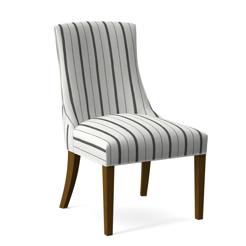 Tuxedo Slipper Dining Chair, Beige Performance Fabric; 0851-73, Havana Finish