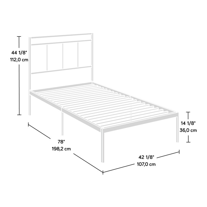 Lit plateforme avec tête de lit, Lit simple