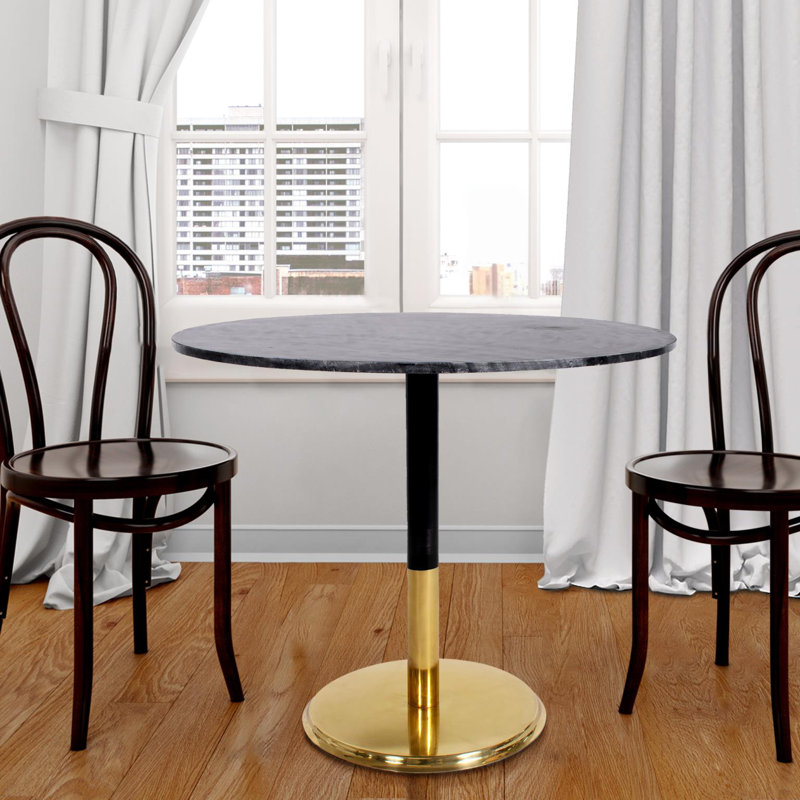 Micca Marble End Table, Gold/Black, Black