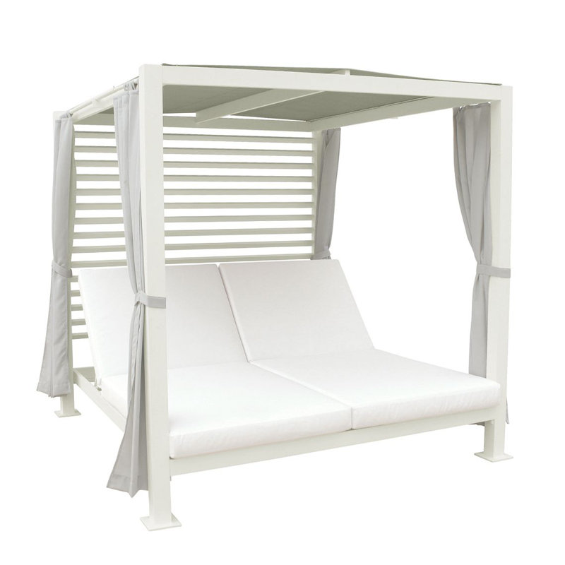 Pavilion Chaise With Cushion, Charcoal, Ocean Rain