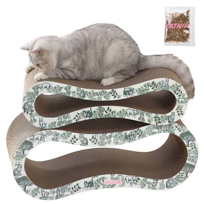 Suvi 26" Modern Cardboard Infinity 2-in-1 Lounge Bed Cat Scratcher with Catnip