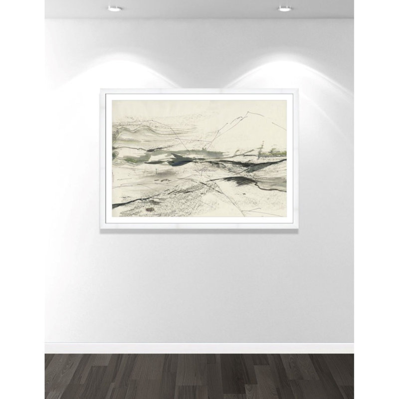 " Green Sketches " by PI Studio, Blanc, H 39 po x l 55 po x P 1,25 po, Cadre blanc en forme de cube blanc