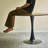 Walnut+Black Round Solid Wood Dining table-118760529