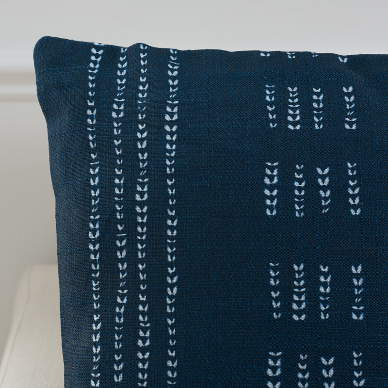 Deep Blue and White Striped Square Pillow, 20" x 20"