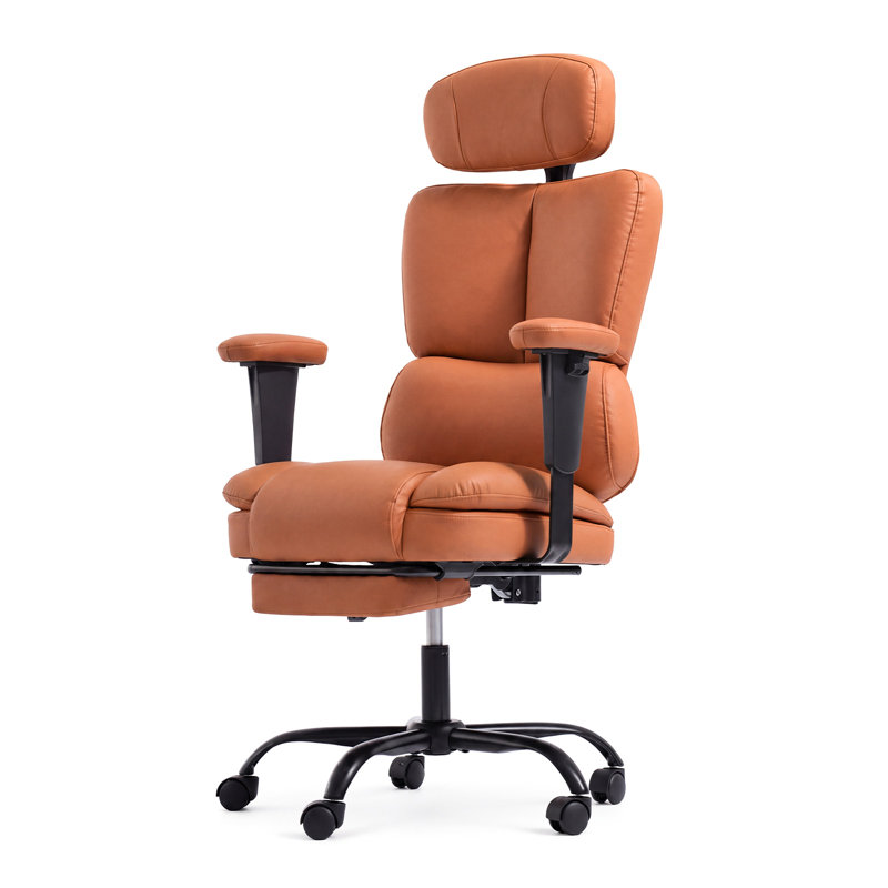 Fauteuil de bureau confortable avec repose-pieds, Brown