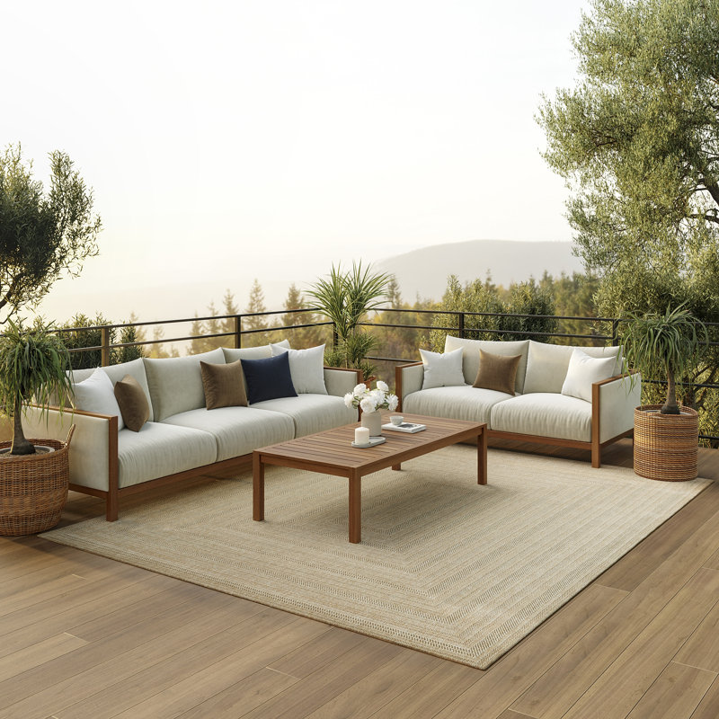 Tapis intérieur / extérieur géométrique Cascio, Gris taupe, Rectangle 10 pi x 14 pi