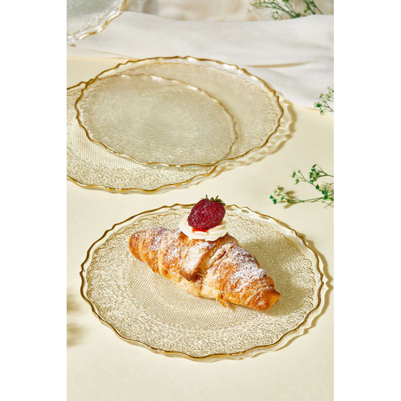 Ensemble d'assiettes à dessert élégantes (6 pièces), 8,3 pouces, 100% verre, transparent | Parfait pour servir des gâteaux, des pâtisseries et des desserts | Design élégant, idéal pour les fêtes et les occasions spéciales, lavage à la main recommandé