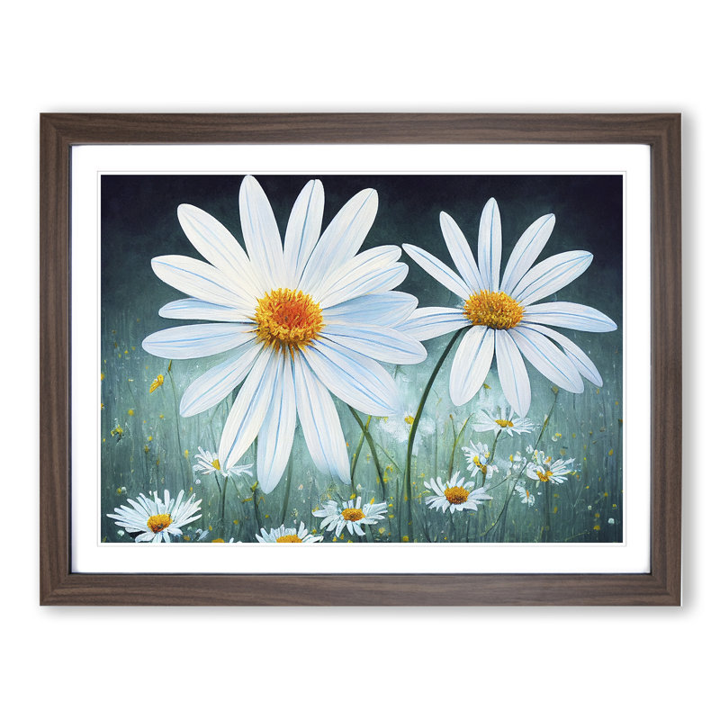 Daisy Flower Vol.2 - Framed Print, 46cm H x 64cm W x 2cm D, Walnut