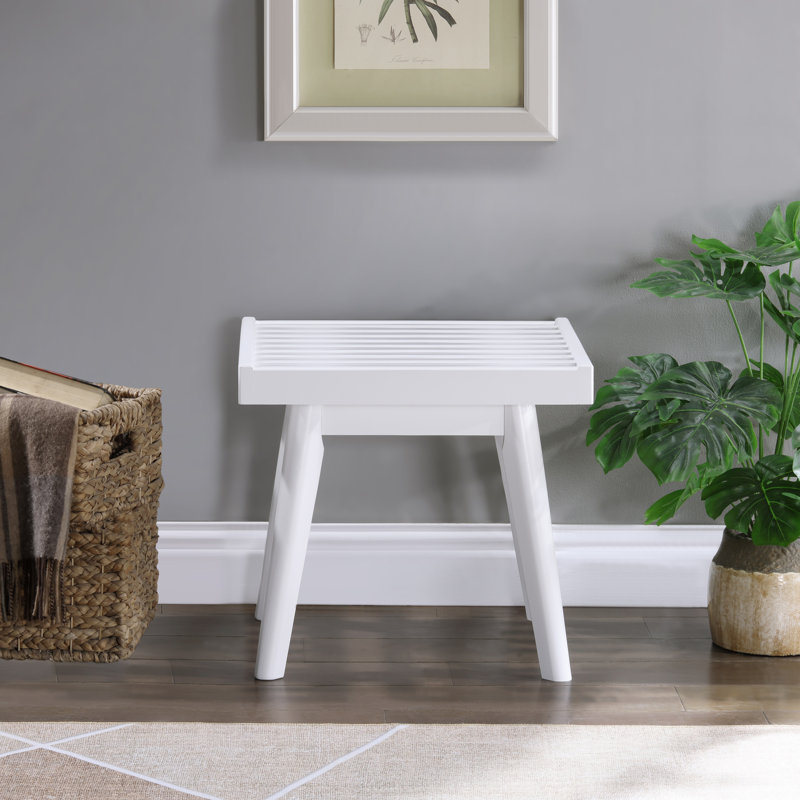 Banc en bois Cailob, H 17,55 po x l 19 po x P 16,55 po, White