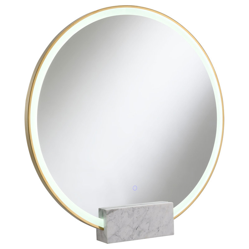 Finition contemporaine - Miroir de salle de bain rond Kovin, Doré