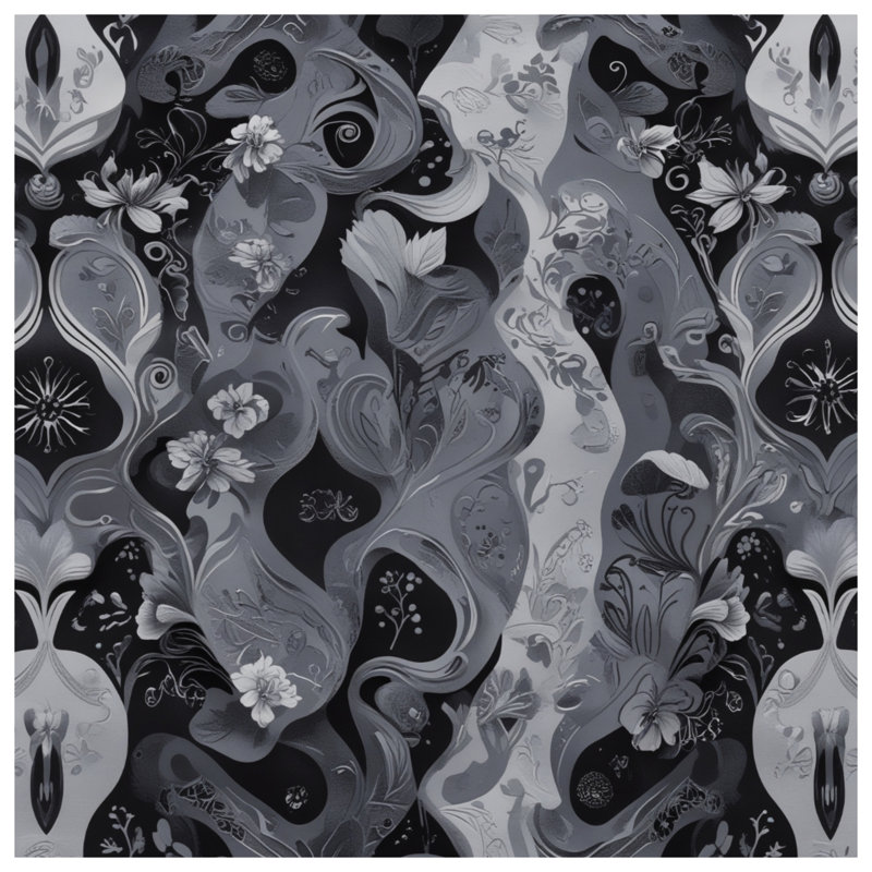 Black White Floral Pattern Double Sided Throw Pillows, 18 x 18 inches