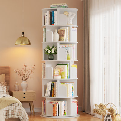 360° Rotating Bookshelf, 6 Tiers Corner Shelf, Rotating Bookcase For Bedroom, Living Room