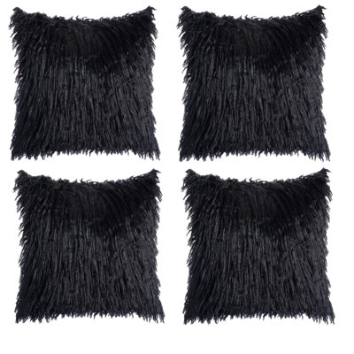 Housse de coussin carré en fausse fourrure avec insert