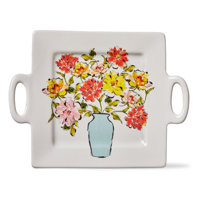 In Bloom Square Platter White Earthenware Everyday