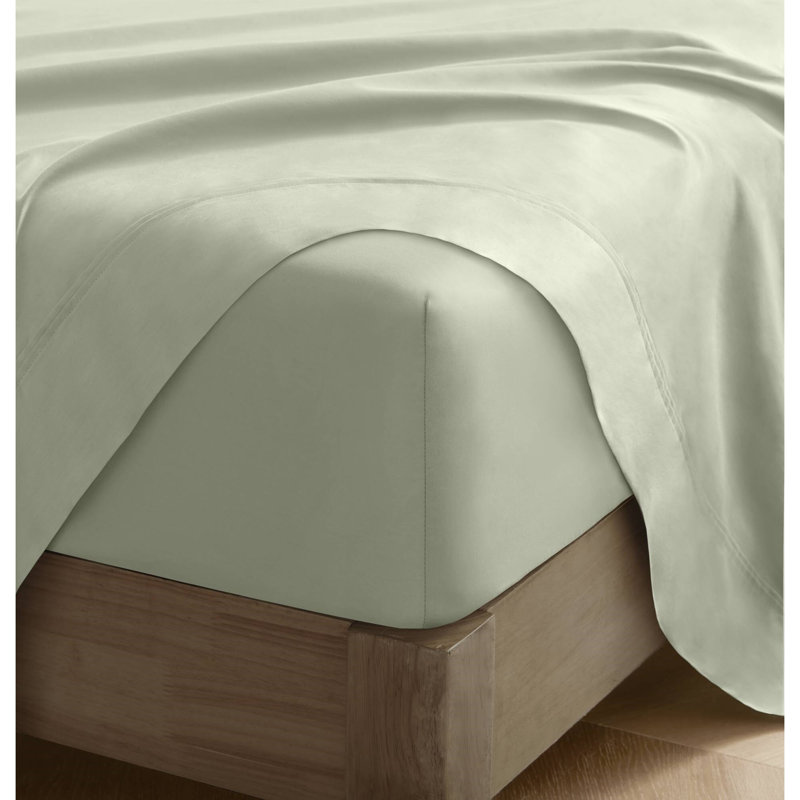 4 Pieces Sateen Sheet Set, Sage, Sage, California King Sheet Set