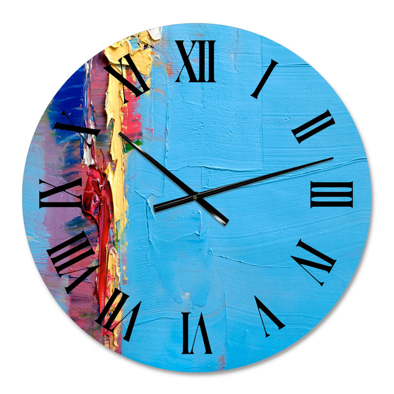 Huile brossée Colorfields III - Horloge murale moderne, Petit