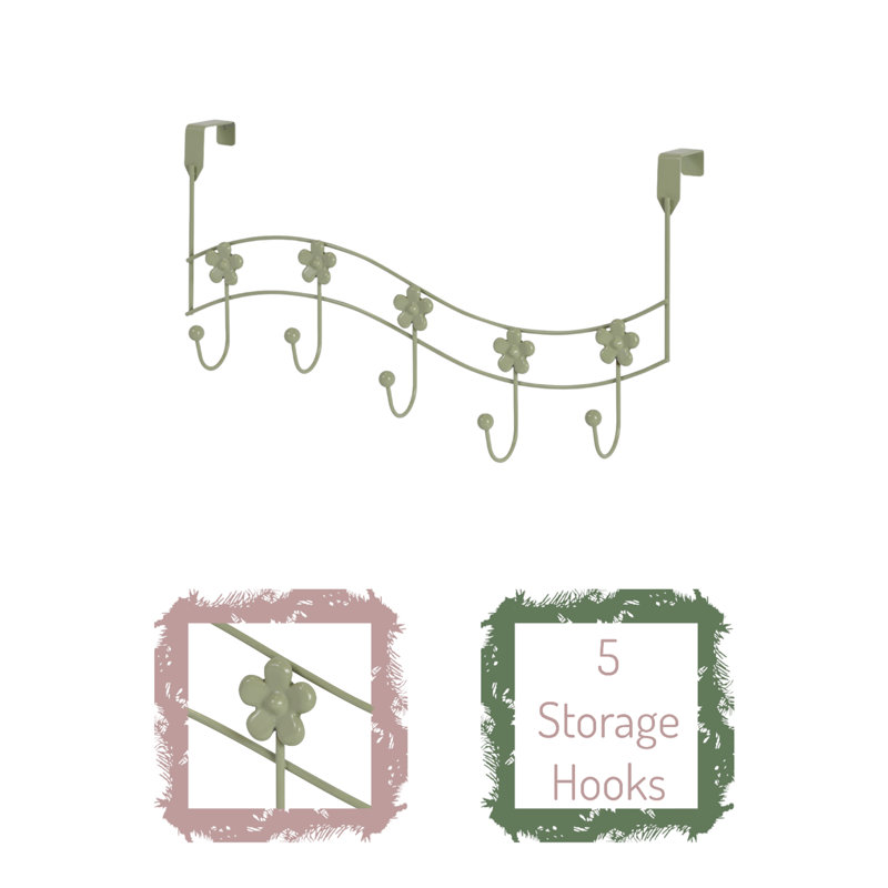 Flowers Over Door Storage Hooks, Sage