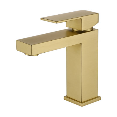 Bathroom Faucet In Gold - Geometric Shape And Stable Performance Contemporary For Sink Easy Cleaning