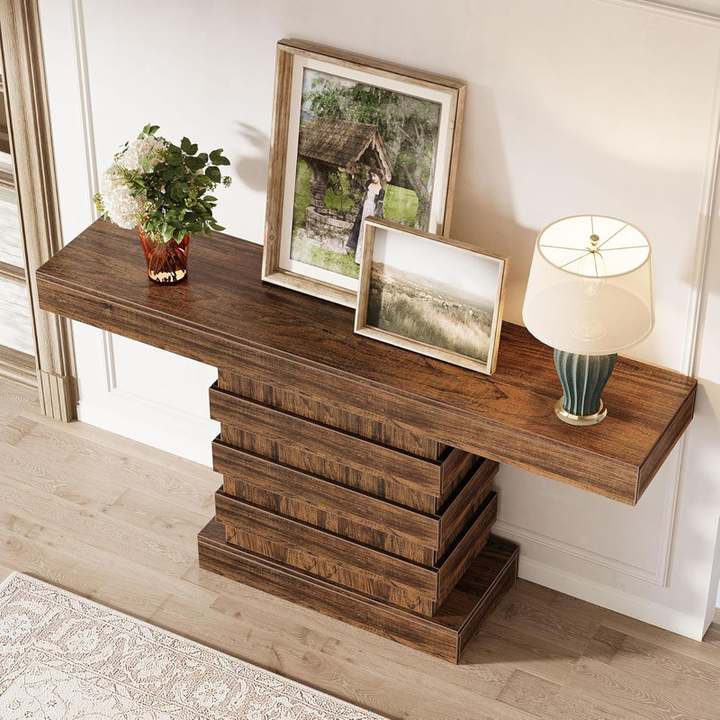 Console 63 pouces en bois rustique brun