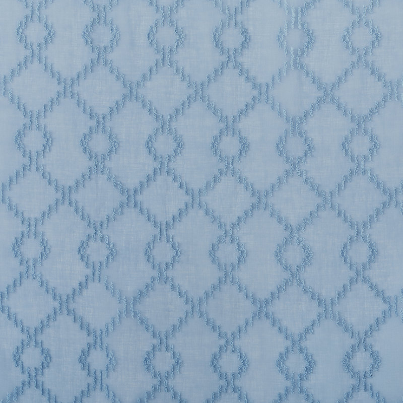 Geometric Clipped Semi-Sheer Rod Pocket Curtain Panel, Tranquil Blue, 50" W x 96" L