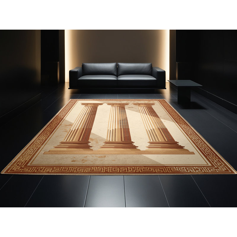 Tapis oriental classique brun / beige lavable à la machine Zack, 3x5