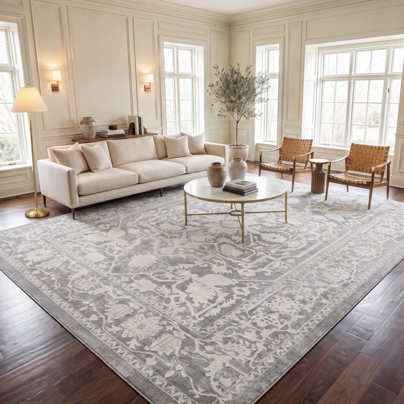 Tapis oriental gris clair Calidia, Rectangle de 10 pi x 14 pi