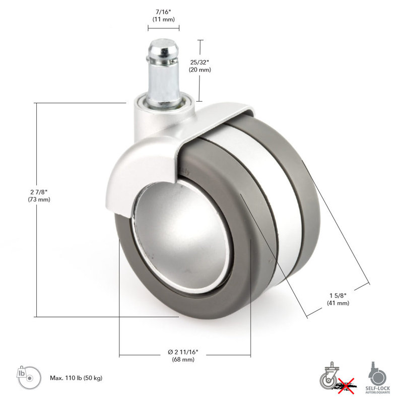 Caster, Metalic Gray/Matte Gray