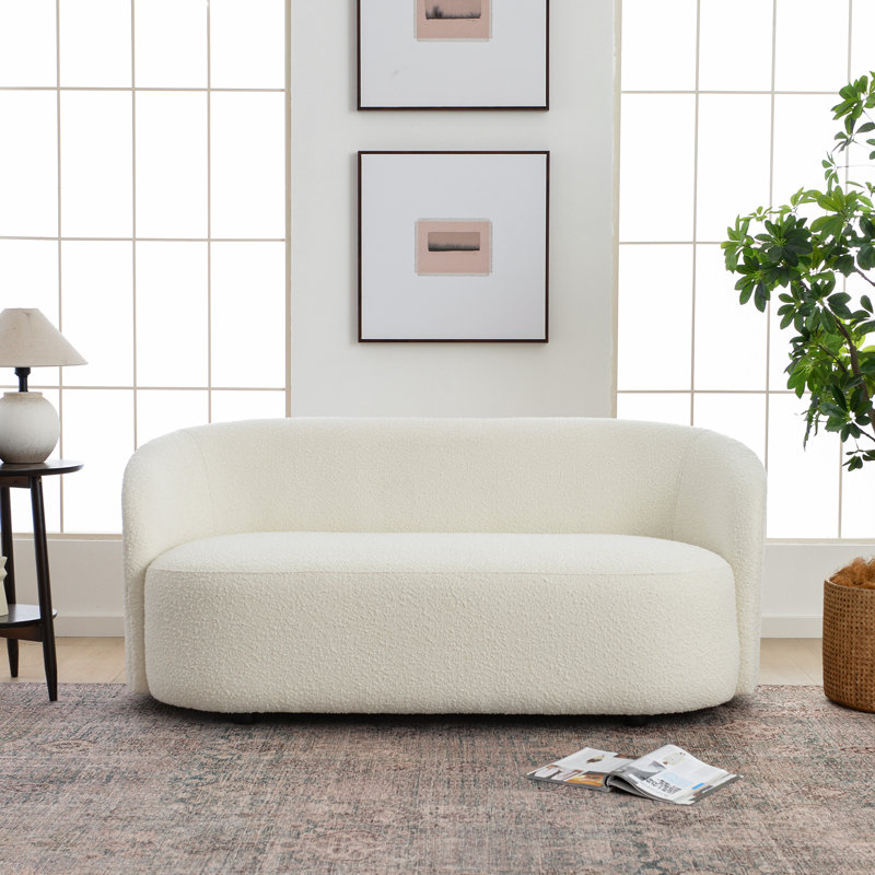 Cleaven 68' Wide Boucle Upholstered Loveseat Sofa, Crème, crème