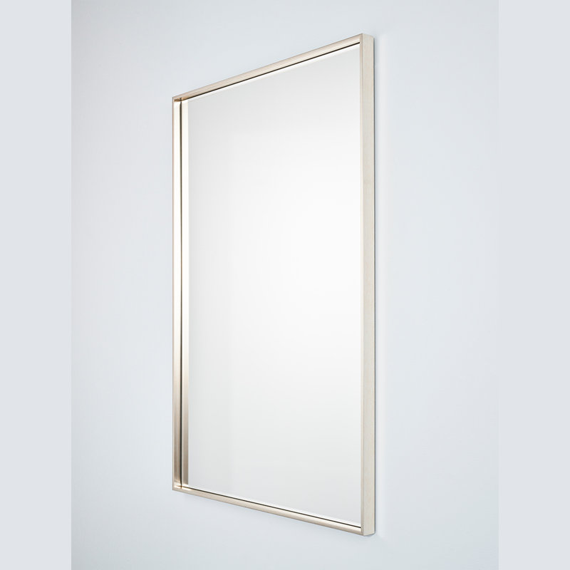 Ophion Metal Flat Wall Mirror, Silver, 92cm H x 62cm W